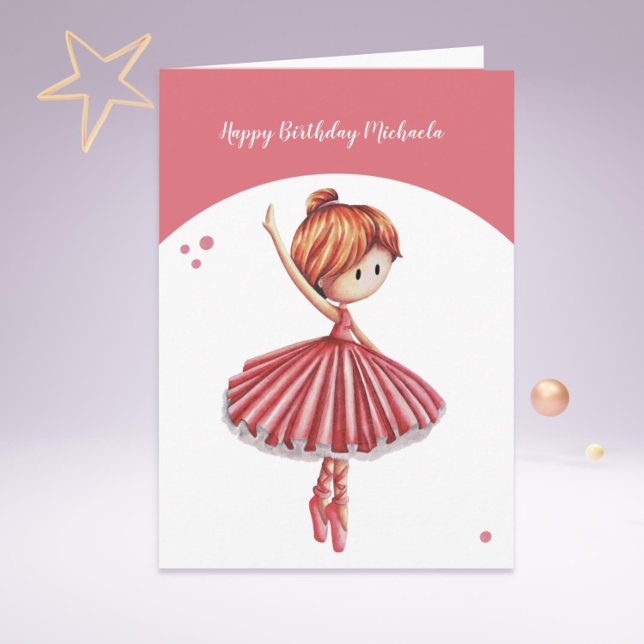 Cartão Ballerina Pink Tutu Dancing Girl Aniversário (Cute ballerina card for all ballet dancers out there, from daughers, teachers to grandmas!)