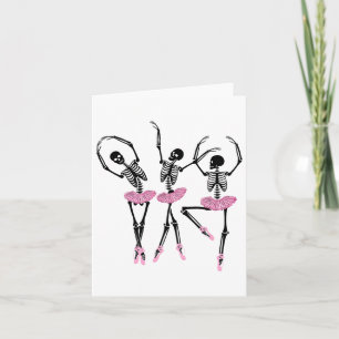 Cartão Ballerina Skeletons Dançando Halloween Ballerina S
