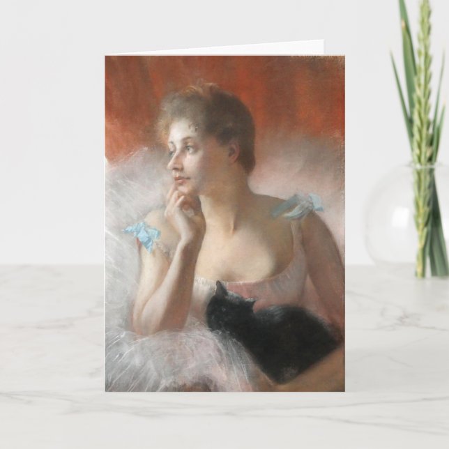 Cartão Ballerine avec un chat Pierre Carrier-Belleuse (Frente)