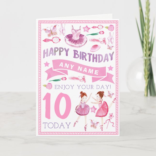 Cartão Ballet Ballerina Personalised Birthday Card (Frente)