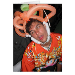 Cartão Ballon Hat Party Boy