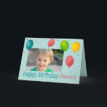 Cartão Balloons and Confetti Photo Birthday Greeting Card<br><div class="desc">The card can be easily customized by adding the wording of your choice by clicking on the 'Personalize' button.</div>