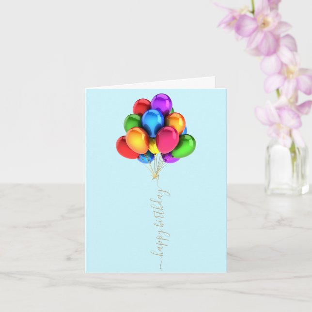 Cartão Balões Brilhantes Coloridos | Parabéns (Orquídea)