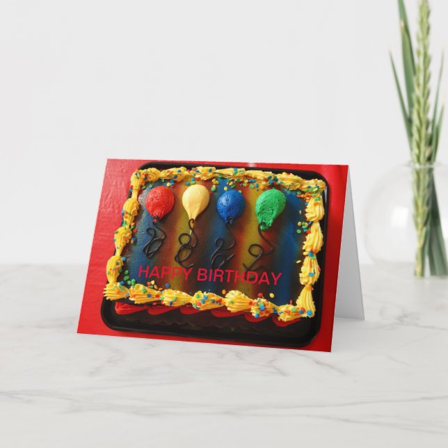 Cartão Balões coloridos, aniversário (Frente)