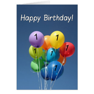 Cartão Balões coloridos de primeiro aniversario felizes n