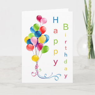 Cartão Balões Coloridos, Feliz Aniversário