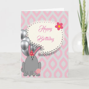 Cartão Balões cor-de-rosa fofinhos, doce aniversário