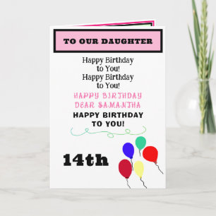 Cartão Balões de Aniversário da Filha Cupcakes NOME Qualq