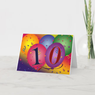 Cartão Balões de aniversário de 10 anos!