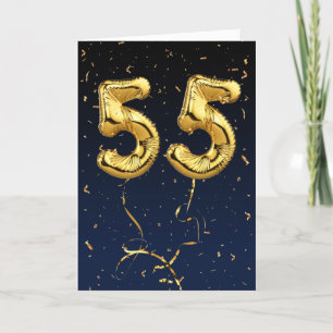 Cartão Balões de aniversário de 55 Mylares Dourados e C