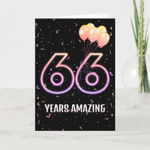 Cartão Balões de Aniversário de 66 Anos e Confetes