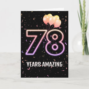 Cartão Balões de Aniversário de 78 anos e Confetes