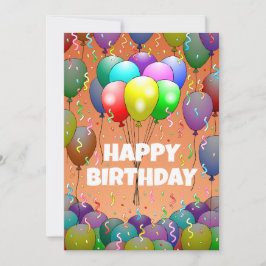 Cartão Balões de Aniversário e Confetes Lindos