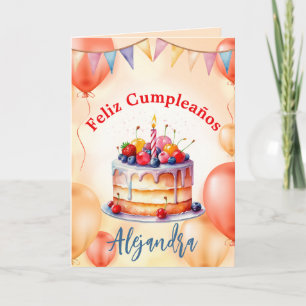 Cartão Balões de Aniversário Laranja Rosa Grande Bola de 