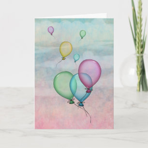 Cartão Balões de Aquarela no Sky Birthday