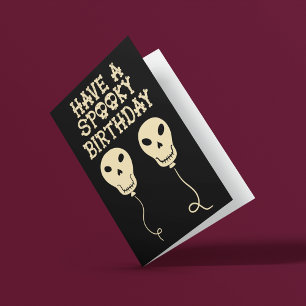 Cartão Balões de Forma Moldada de Caveira de Aniversário 