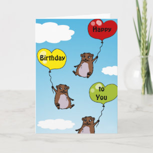 Cartão Balões de Hamster, Feliz Aniversário para Você