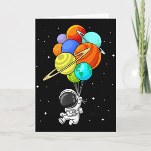 Cartão Balões do Planeta Astronauta Sistema-Solar Espaço 