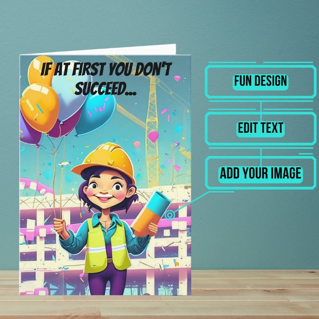 Cartão Balões e Engenheiro feminino Aniversário (This lovely card is specifically for the engineer friend or family member in your life. )