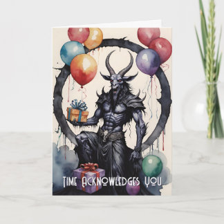 Cartão Balões e Presentes de Aniversário Baphomet Gótico
