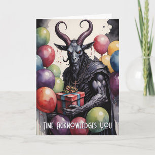 Cartão Balões e Presentes de Aniversário Baphomet Gótico