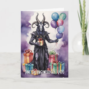 Cartão Balões e Presentes de Aniversário Baphomet Gótico