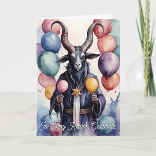 Cartão Balões e Presentes de Aniversário Baphomet Gótico