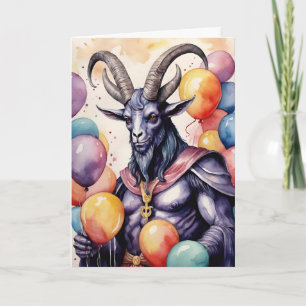 Cartão Balões e Presentes de Aniversário Baphomet Gótico