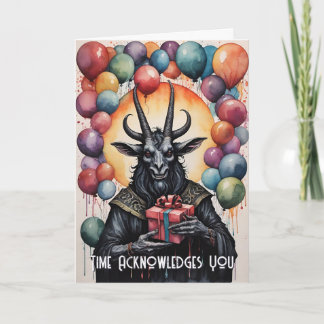 Cartão Balões e Presentes de Aniversário de Baphomet Góti
