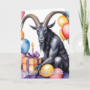Cartão Balões e Presentes de Aniversário de Baphomet Góti