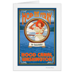 Cartão Balsa da equitação da mulher - canal da capa,