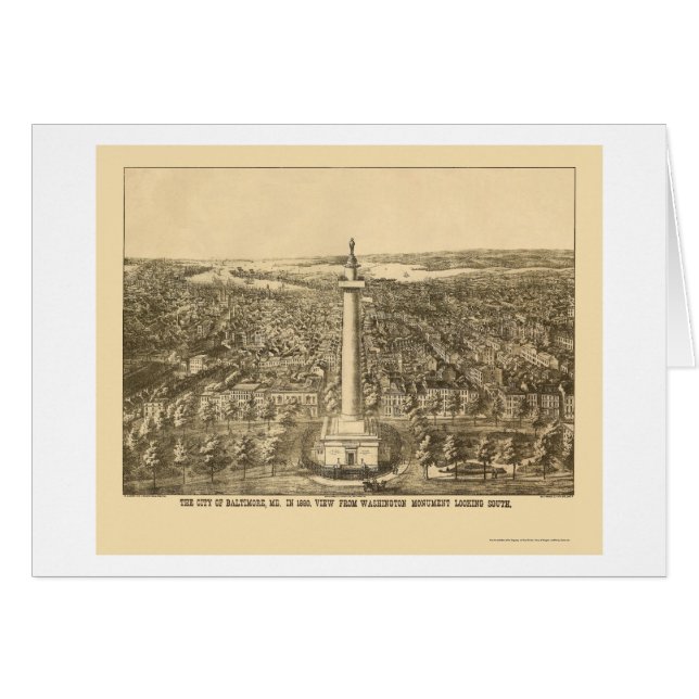 Cartão Baltimore, mapa panorâmico da DM - 1880 (Frente Horizontal)