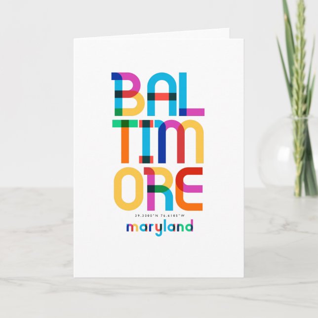 Cartão Baltimore Maryland Mid Century, Pop Art, (Frente)