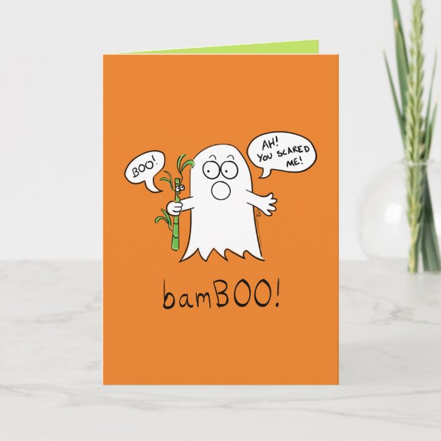 Cartão BamBOO Ghost Halloween Greeting Card (Frente)