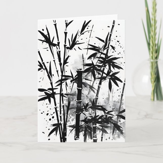 Cartão Bambu - Flores aquarela (Frente)