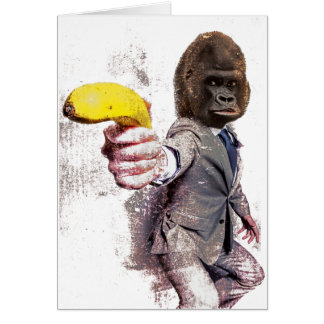 Cartão Banana engraçada do macaco do terno do gorila de