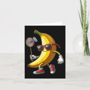 Cartão Banana Sungles Jogando Badminton Esporte Fruta Eng