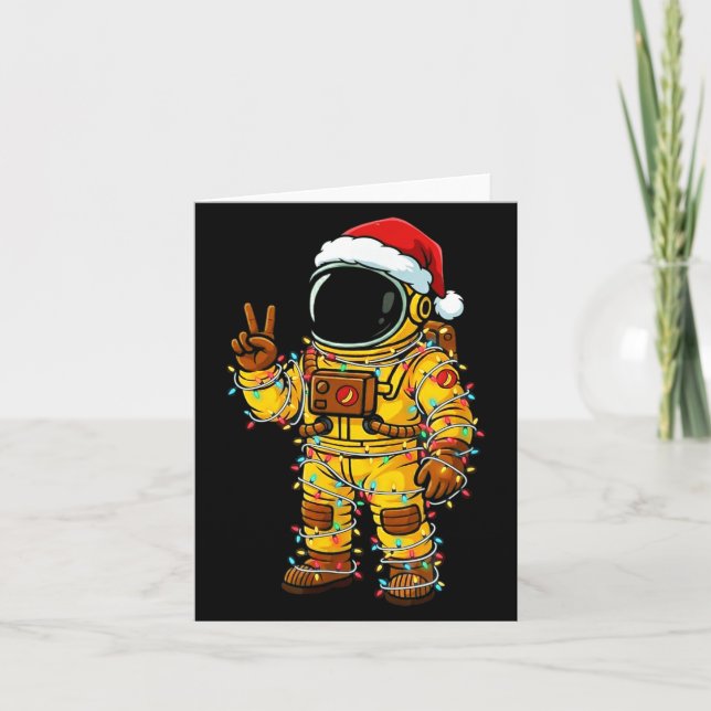 Cartão Bananaut Space Explorer - Christmas Astronaut Ligh (Frente)