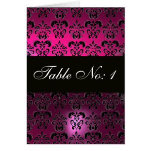 CARTÃO BANCO DE MESA DE PINK FUCHSIA PURPLE BLACK DAMASK