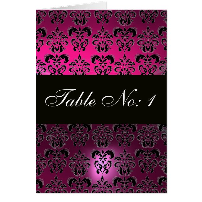 CARTÃO BANCO DE MESA DE PINK FUCHSIA PURPLE PRETO DAMASK (Frente)