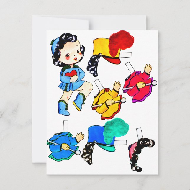 Cartão Banda escolar Boneca de papel de cópia (Frente)