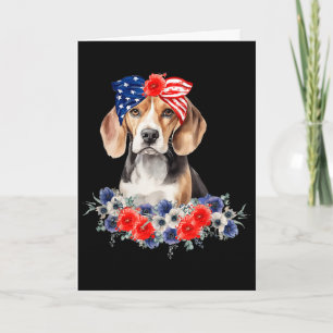 Cartão Bandana de Cachorro Beagle Bandeira Americana 4 de
