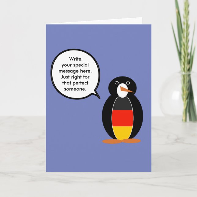 Cartão Bandeira Alemã Sra. Penguin Falando (Frente)