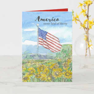 Cartão Bandeira Americana 250º Aniversário Dia da Indepen