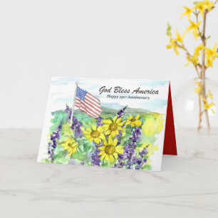 Cartão Bandeira Americana 250º Aniversário EUA Deus Abenç