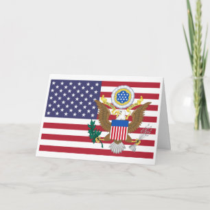 Cartão Bandeira Americana & Brasão de Armas, Estados Unid