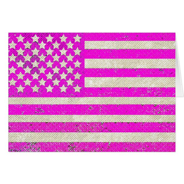 Cartão Bandeira americana cor-de-rosa (Frente Horizontal)
