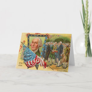 Cartão Bandeira Americana da Inauguração de George Washin
