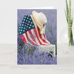 Cartão Bandeira Americana de Aniversário e Chapéu