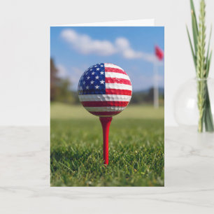Cartão Bandeira Americana de Aniversário em uma Bola de G
